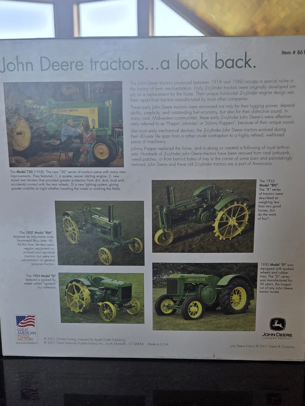 John Deere Green & Yellow Tractor Puzzle by Charles Freitag